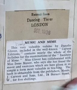 Music and Mime.  Dorothy Glover. October 1936