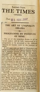 Art of Unspoken Drama, Goldoni.  31 May 1937