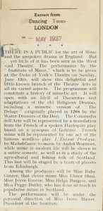 Duke of York’s Theatre.  May 1937