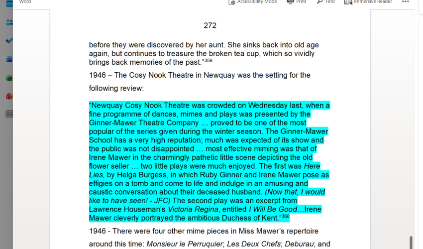 screenshot showing a paragraph of manuscript. Paragraph is highlighted in blue.