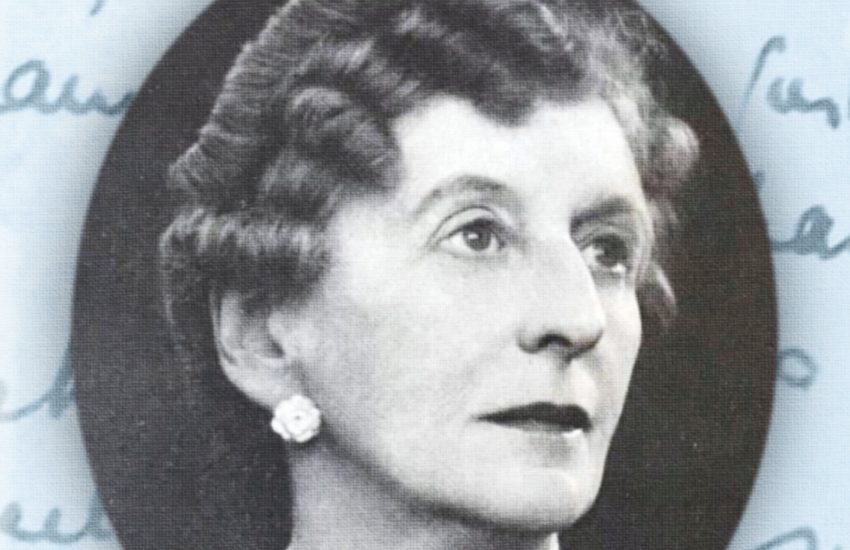 the front cover of a book, showing the name of the subject and the name of the author, plus an oval-shaped black and white photo of a woman